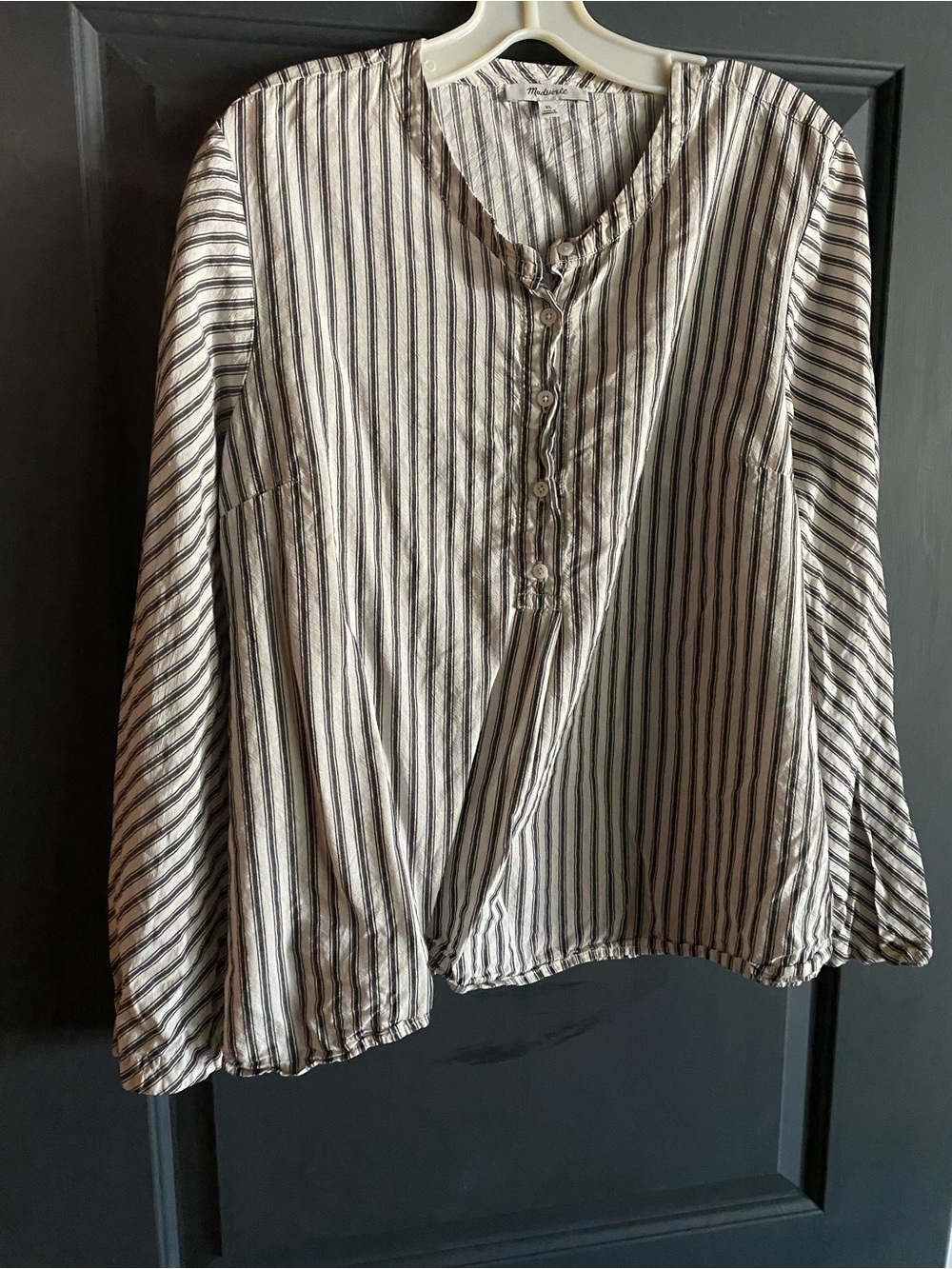 Madewell Black and White Striped Button-Down Top